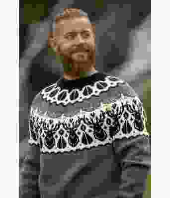 Grå hjortegenser med svart mønster - Viking 2336-8-215203