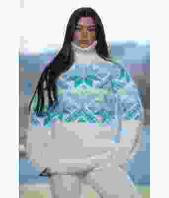 Sno genser og lue, hvit aqua - Viking 2409-1B