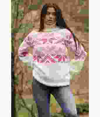 Sno genser, hvit rosa - Viking 2409-1G