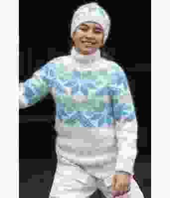 Sno genser, hvit-aqua - Viking 2410-4C