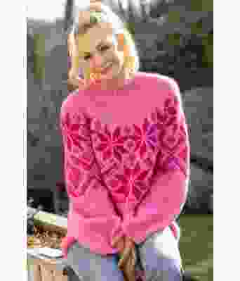 Rosa Luna genser med cerise mønster - Viking 2416-2