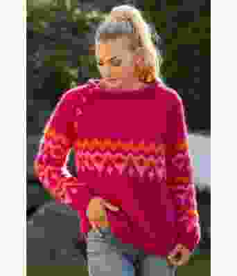 Cerise Gia genser med knapper på ene raglanfellingen - Viking 2416-5-362