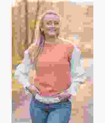 Vivianvesten enkel lys rosa strikket vest - DLG-21-001D