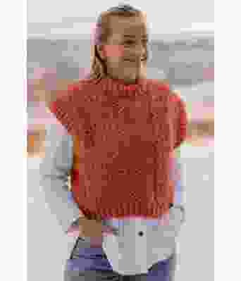 Weekend Waves bølgevest i brent oransje - Strikkia 2022-001N