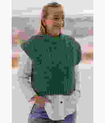 Weekend Waves jadegrønn strikket bølgevest - Strikkia 2022-001K